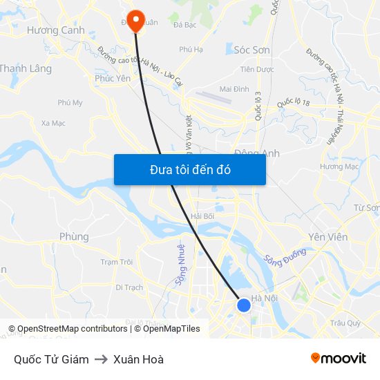 Quốc Tử Giám to Xuân Hoà map