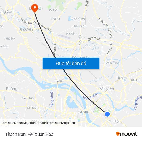 Thạch Bàn to Xuân Hoà map