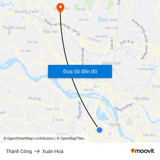 Thành Công to Xuân Hoà map
