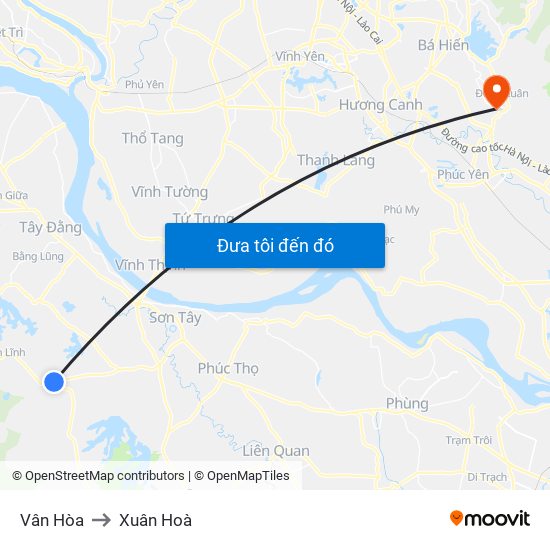 Vân Hòa to Xuân Hoà map