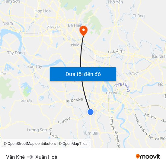 Văn Khê to Xuân Hoà map