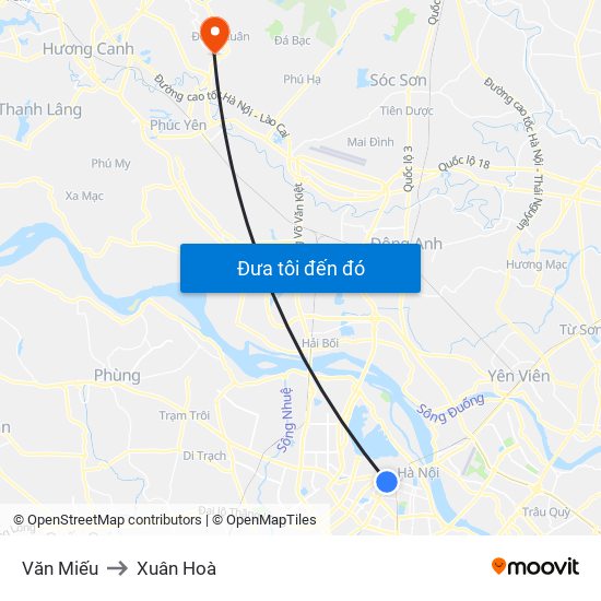 Văn Miếu to Xuân Hoà map