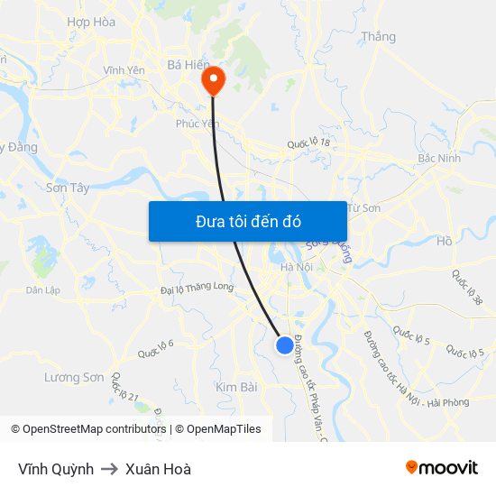Vĩnh Quỳnh to Xuân Hoà map