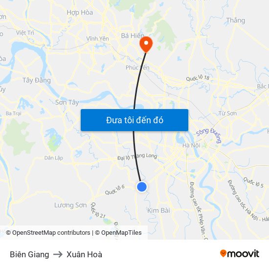 Biên Giang to Xuân Hoà map