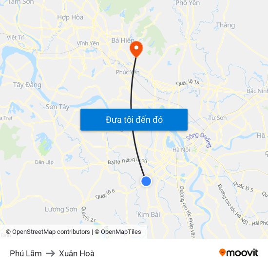 Phú Lãm to Xuân Hoà map