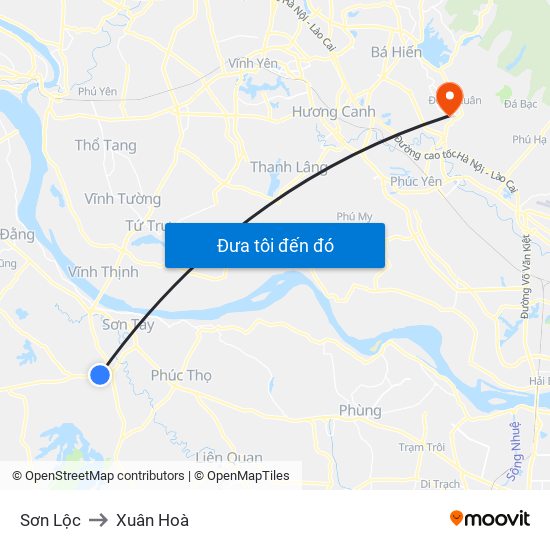 Sơn Lộc to Xuân Hoà map