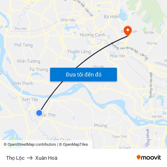 Thọ Lộc to Xuân Hoà map