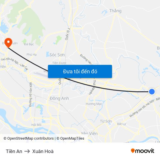 Tiền An to Xuân Hoà map