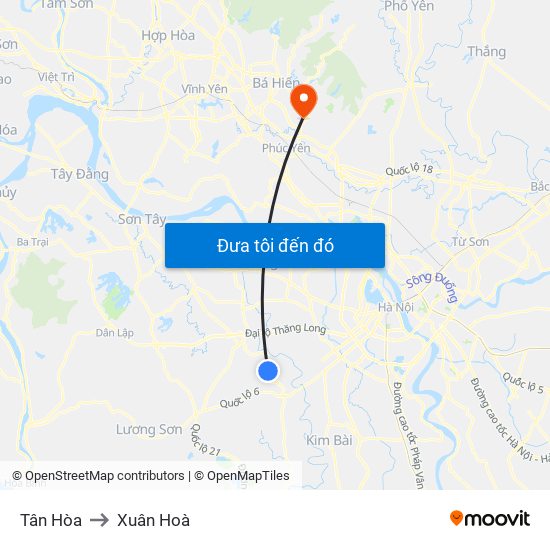 Tân Hòa to Xuân Hoà map