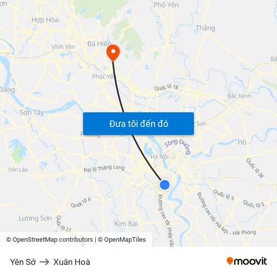 Yên Sở to Xuân Hoà map