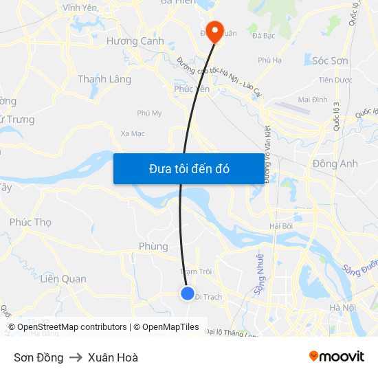 Sơn Đồng to Xuân Hoà map