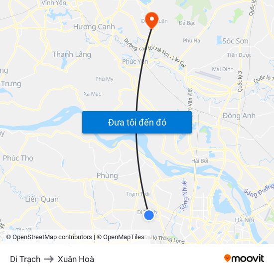 Di Trạch to Xuân Hoà map