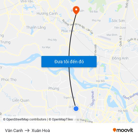 Vân Canh to Xuân Hoà map