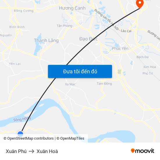 Xuân Phú to Xuân Hoà map