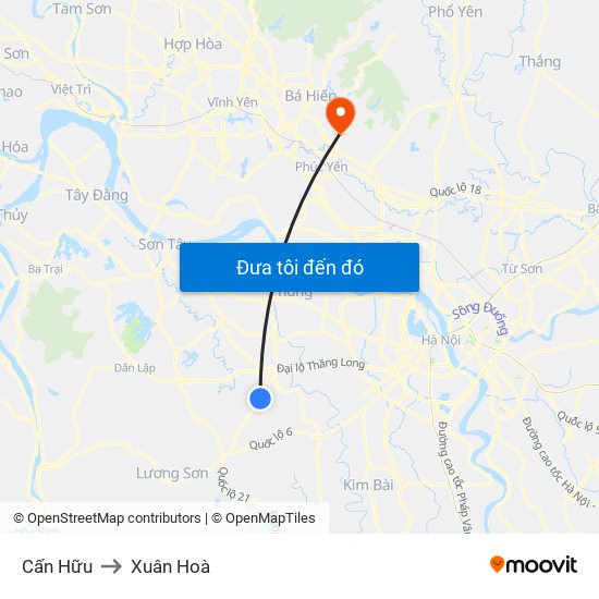 Cấn Hữu to Xuân Hoà map