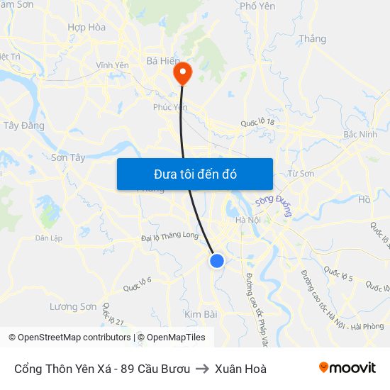 Cổng Thôn Yên Xá - 89 Cầu Bươu to Xuân Hoà map