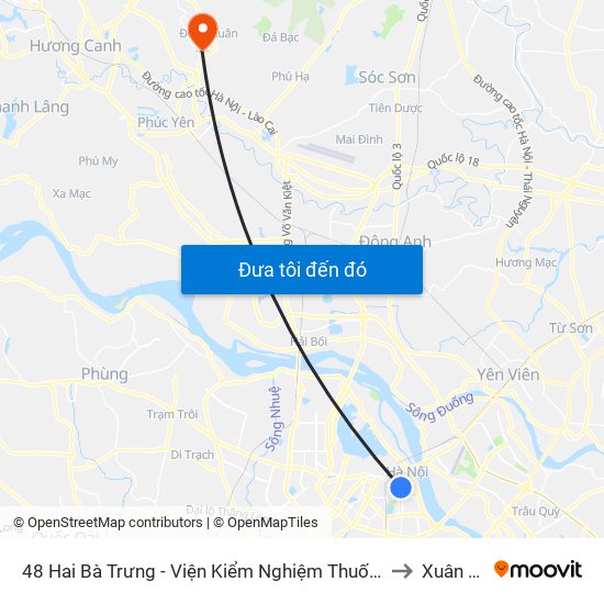 48 Hai Bà Trưng - Viện Kiểm Nghiệm Thuốc Trung Ương to Xuân Hoà map