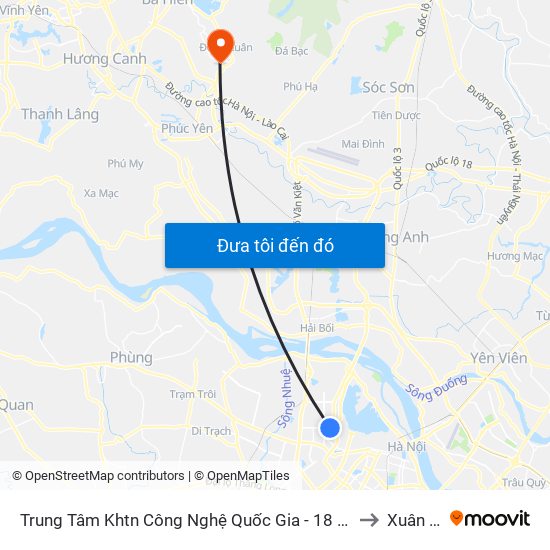 Trung Tâm Khtn Công Nghệ Quốc Gia - 18 Hoàng Quốc Việt to Xuân Hoà map