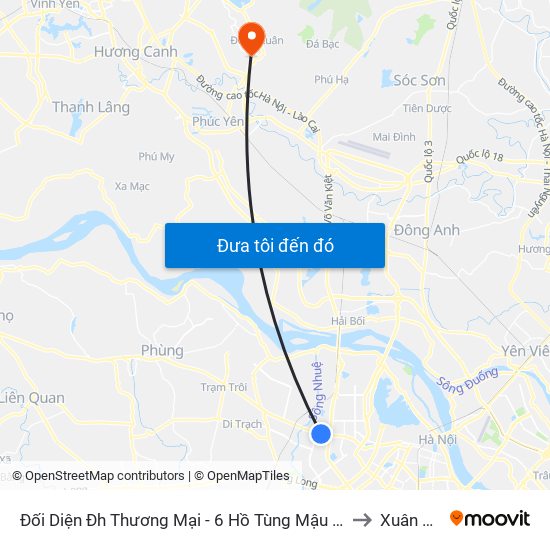Đối Diện Đh Thương Mại - 6 Hồ Tùng Mậu (Cột Sau) to Xuân Hoà map