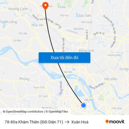 44-46 Khâm Thiên to Xuân Hoà map