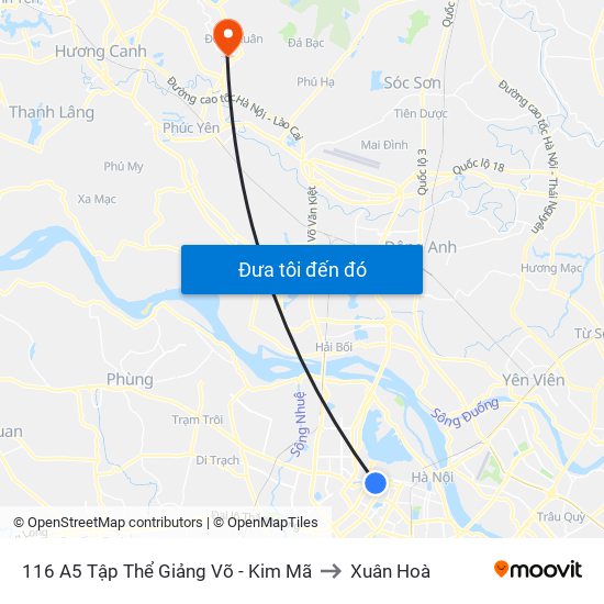 116 A5 Tập Thể Giảng Võ - Kim Mã to Xuân Hoà map