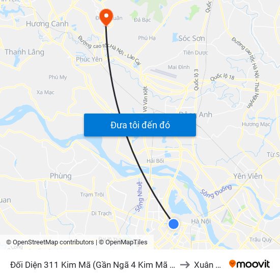 Đối Diện 311 Kim Mã (Gần Ngã 4 Kim Mã - Vạn Bảo) to Xuân Hoà map