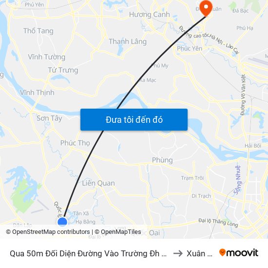 Qua 50m Đối Diện Đường Vào Trường Đh Fpt, Hòa Lạc to Xuân Hoà map