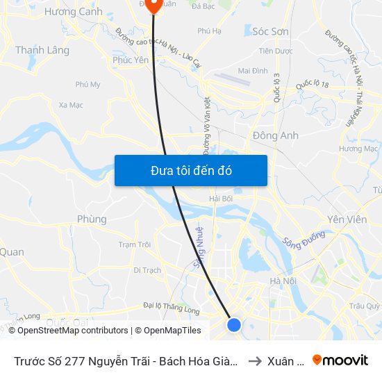 Trước Số 277 Nguyễn Trãi - Bách Hóa Giày Thượng Đình to Xuân Hoà map