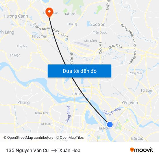 135 Nguyễn Văn Cừ to Xuân Hoà map