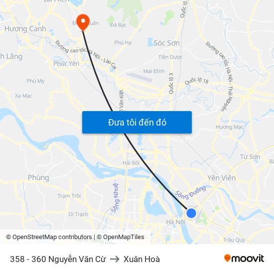 358 - 360 Nguyễn Văn Cừ to Xuân Hoà map