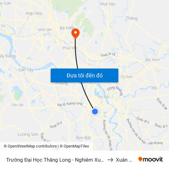 Trường Đại Học Thăng Long - Nghiêm Xuân Yêm to Xuân Hoà map