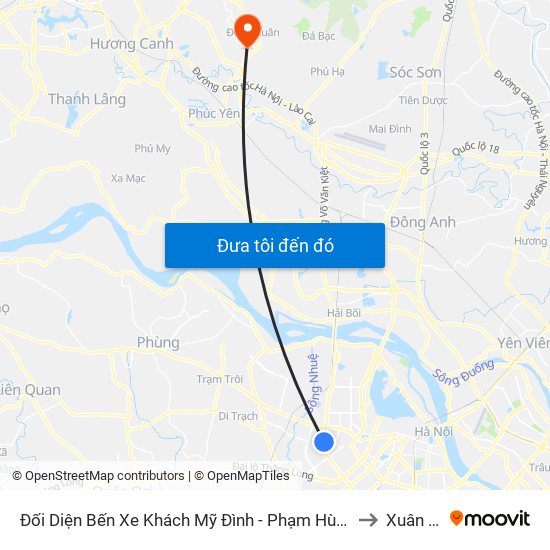 Đối Diện Bến Xe Khách Mỹ Đình - Phạm Hùng (Cột Trước) to Xuân Hoà map