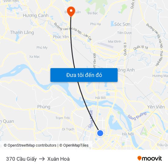 370 Cầu Giấy to Xuân Hoà map