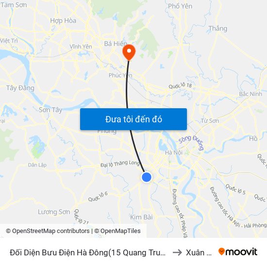 Đối Diện Bưu Điện Hà Đông(15 Quang Trung Hà Đông) to Xuân Hoà map
