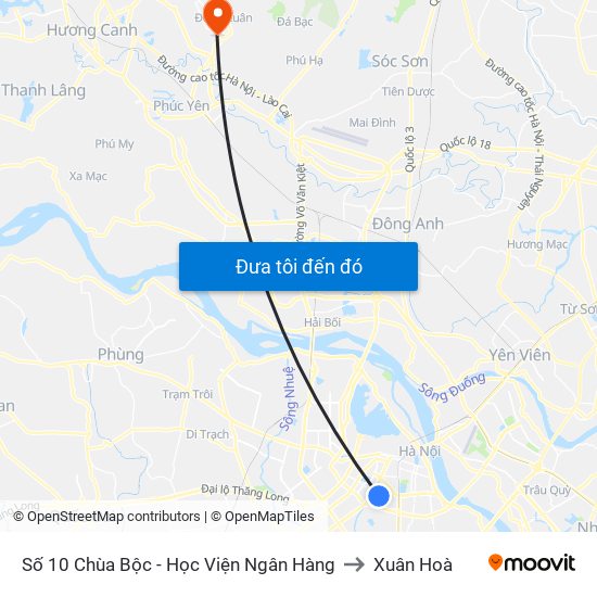 Số 10 Chùa Bộc - Học Viện Ngân Hàng to Xuân Hoà map