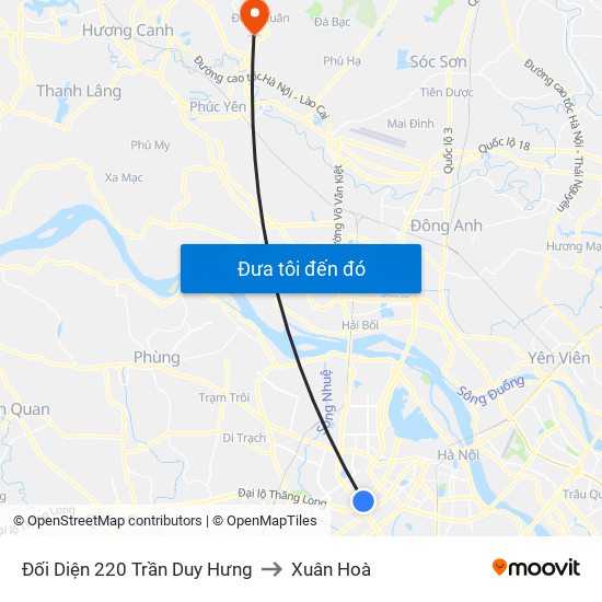 Đối Diện 220 Trần Duy Hưng to Xuân Hoà map