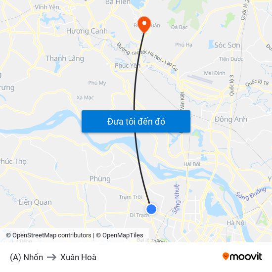 (A) Nhổn to Xuân Hoà map