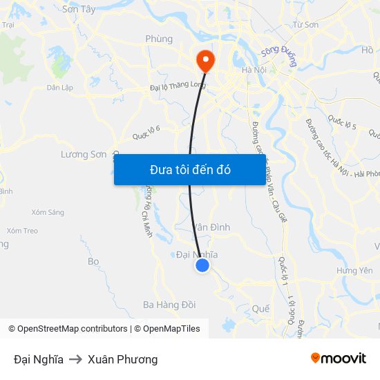 Đại Nghĩa to Xuân Phương map