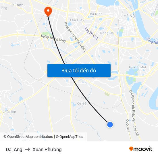 Đại Áng to Xuân Phương map