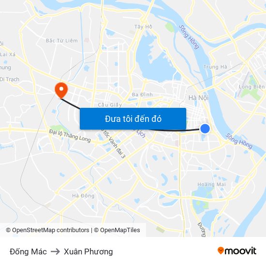 Đống Mác to Xuân Phương map