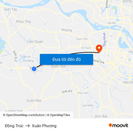 Đồng Trúc to Xuân Phương map