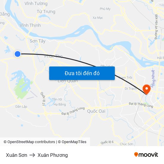 Xuân Sơn to Xuân Phương map