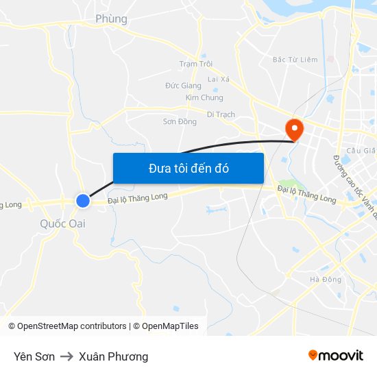 Yên Sơn to Xuân Phương map