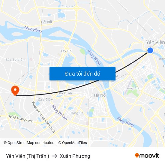 Yên Viên (Thị Trấn ) to Xuân Phương map