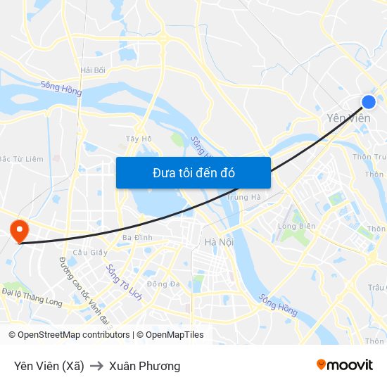 Yên Viên (Xã) to Xuân Phương map