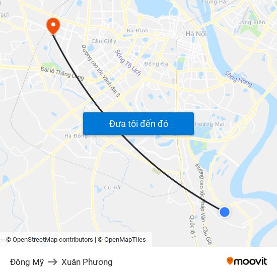 Đông Mỹ to Xuân Phương map