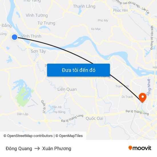 Đông Quang to Xuân Phương map