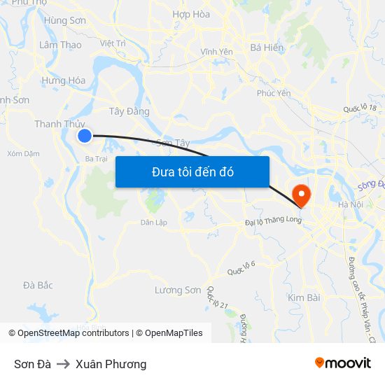 Sơn Đà to Xuân Phương map