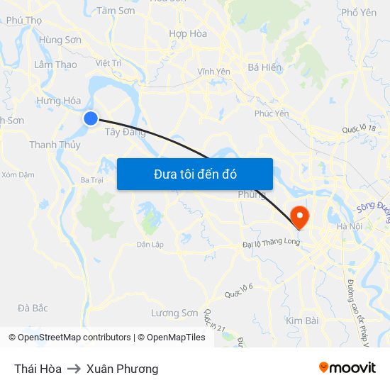 Thái Hòa to Xuân Phương map