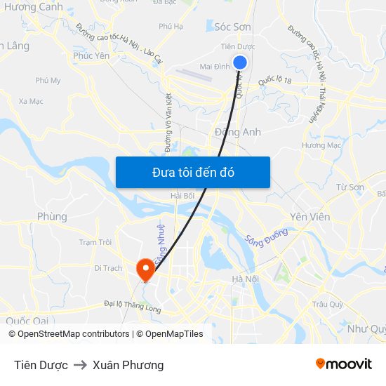 Tiên Dược to Xuân Phương map
